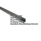 Sockelleiste Moosgrün RAL 6005 mit eingeblendeten Eckdaten zu Material, Stärke und Beschichtung