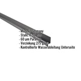 Sockelleiste Stahl 0,50 mm Anthrazitgrau mit eingeblendeten Produktdaten und Eigenschaften