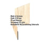 Sockelleiste Typ 2 aus Stahl 0,50 mm in Ahorn, mit eingeblendeten technischen Daten