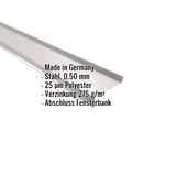 Sohlbank aus Stahl in Lichtgrau RAL 7035, 0,50 mm Stärke, mit eingeblendeten Eckdaten