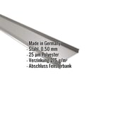 Sohlbank aus Graualuminium (RAL 9007) mit 25 µm Polyesterbeschichtung, Eckdaten eingeblendet