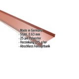 Sohlbank Kupferbraun RAL 8004, 0,63 mm Stahl, 25 µm Polyesterbeschichtung, mit eingeblendeten Eckdaten