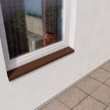 Sohlbank Nussbraun RAL 8011 unter einem Fenster an einer weissen Hauswand verbaut