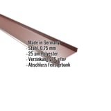 Sohlbank Rotbraun RAL 8012 aus Stahl 0,75 mm mit 25 µm Polyesterbeschichtung, Eckdaten eingeblendet