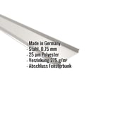 Sohlbank aus Stahl, 0,75 mm, Grauweiß (RAL 9002) mit Polyesterbeschichtung, Eckdaten eingeblendet