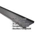 Sohlbank Stahl dunkelgrau, 0,50 mm, mit Mattpolyester-Beschichtung und eingeblendeten Eckdaten