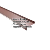 Sohlbank Aluminium rotbraun RAL 8012, 0,70 mm, mit eingeblendeten Eckdaten