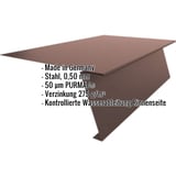 Startprofil Stahl 0,50 mm Schokoladenbraun RAL 8017 mit PURMAT Beschichtung und eingeblendeten Eckdaten