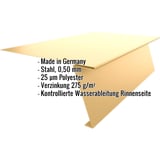 Startprofil fuer Stehfalzprofil PD-510-S, sandgelb, mit eingeblendeten Eckdaten zu Material und Beschichtung