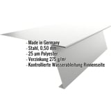 Startprofil aus Stahl, 0,50 mm, Weißaluminium RAL 9006, mit eingeblendeten Eckdaten
