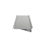 Stehfalzblech 33/500-LE aus Stahl 0,63 mm, Weißaluminium RAL 9006, schräg von unten mit Vlies