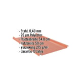 Stehfalzblech 33/500-LE kupferbraun, Stahl 0,40 mm, 25 µm Polyester, mit eingeblendeten Eckdaten