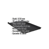 Stehfalzblech 33/500-LR schwarz, 0,50 mm Stahl, mit eingeblendeten Eckdaten