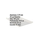 Stehfalzblech Aluminium 0,70 mm Weißaluminium, Eckdaten eingeblendet