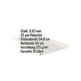 Stehfalzblech 33/500-LR, Stahl 0,63 mm, Polyester 25 µm, Plattenbreite 54,8 cm, Nutzbreite 50 cm, Infografik