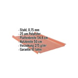 Stehfalzblech 33/500-LR kupferbraun, Stahl 0,75 mm, mit eingeblendeten Eckdaten
