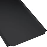 Stehfalzblech PD-510-S Flach Tiefschwarz, 0,50 mm Stahl mit PURLAK® Beschichtung, Hauptansicht schraeg von oben