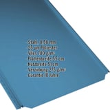 Stehfalzblech PD-510-S Flach Enzianblau mit eingeblendeten Eckdaten zu Material, Staerke und Beschichtung