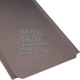 Stehfalzblech PD-510-S Flach Schokoladenbraun, Stahl 0,50 mm, mit eingeblendeten Eckdaten
