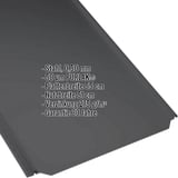 Stehfalzblech PD-510-S Flach, Tiefschwarz RAL 9005, 0,50 mm, mit eingeblendeten Eckdaten