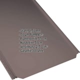 Stehfalzblech PD-510-S Flach, schokoladenbraun, mit eingeblendeten Eckdaten zu Material, Beschichtung und Garantie
