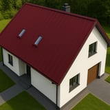 Stehfalzblech PD-510-S Flach weinrot auf einem Einfamilienhaus mit zwei Dachfenstern