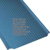 Stehfalzblech PD-510-S Enzianblau RAL 5010 mit Mikroprofilierung, Eckdaten eingeblendet