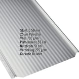 Stehfalzblech PD-510-S Mikro Lichtgrau, Stahl 0,50 mm, mit eingeblendeten Eckdaten