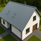 Stehfalzblech PD-510-S Mikro Fehgrau auf einem Einfamilienhaus von oben