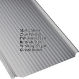 Stehfalzblech PD-510-S Mikro Weißaluminium, Stahl 0,50 mm, mit eingeblendeten technischen Daten