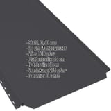 Stehfalzblech PD-510-S Tiefschwarz, 0,50 mm Stahl, mit eingeblendeten Eckdaten