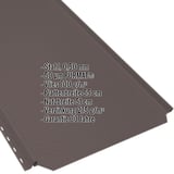 Stehfalzblech PD-510-S schokoladenbraun, Stahl 0,50 mm, mit PURMAT® Beschichtung und Vlies, Eckdaten eingeblendet
