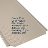 Stehfalzblech PD-510-S Hellelfenbein mit eingeblendeten Eckdaten zu Material, Staerke und Beschichtung