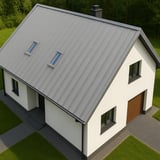 Stehfalzblech PD-510-S Weißaluminium auf einem Einfamilienhaus, Draufsicht