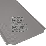 Stehfalzblech PD-510-S Graualuminium mit eingeblendeten technischen Daten