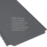 Stehfalzblech PD-510-S in Anthrazitgrau, 0,50 mm Stahl, mit eingeblendeten Eckdaten