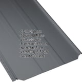 Stehfalzblech PD-510-S Trapez Anthrazitgrau mit PURMAT Beschichtung, Eckdaten eingeblendet
