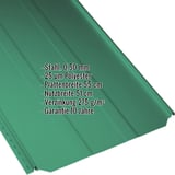 Stehfalzblech PD-510-S Trapez Minzgrün, 0,50 mm Stahl, mit eingeblendeten Eckdaten