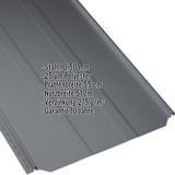 Stehfalzblech PD-510-S Trapez, Graphitgrau RAL 7024, mit eingeblendeten Eckdaten