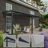 Terrassenüberdachung RAL 7016 mit 16 mm Polycarbonatdach, Detailansichten von Profil und Platte