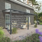 Terrassenüberdachung RAL 7016 mit Polycarbonatdach 16 mm, Eckdaten eingeblendet