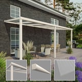 Terrassenüberdachung RAL 9001 mit Polycarbonatdach 16 mm und Detailansichten