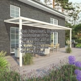 Terrassenüberdachung RAL 9001 mit Polycarbonatdach 16 mm, Eckdaten eingeblendet