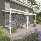 Terrassenüberdachung Sunrooms RAL 9001, 16 mm Polycarbonat, mit eingeblendeten Eckdaten