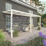 Terrassenüberdachung RAL 9001 mit 8,00 mm Glasdach und eingeblendeten Eckdaten