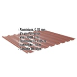 Trapezblech 20/1100 Aluminium 0,70 mm rotbraun mit Eckdaten-Einblendung