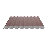 Trapezblech 20/1100 Aluminium rotbraun mit Anti-Tropf-Vlies auf der Unterseite, Seitenansicht