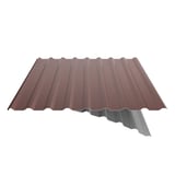 Trapezblech 20/1100 Aluminium rotbraun mit teilweise sichtbarem Anti-Tropf-Vlies an der Unterseite