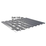 Trapezblech 20/1100 Anthrazitgrau, 0,40 mm Stahl, mit eingeblendeten Eckdaten