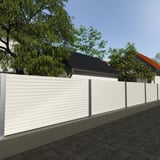 Trapezblech 20/1100 Wand, Reinweiß RAL 9010, als Zaunverkleidung im Außenbereich
